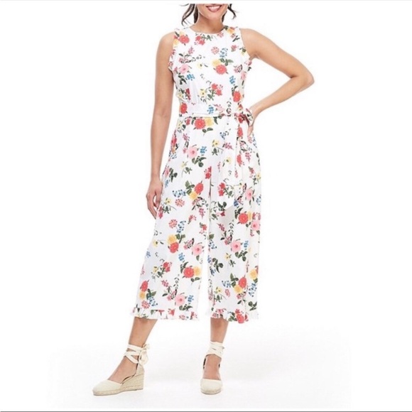 Gal Meets Glam Beverly Floral Crop Jumpsuit Size 16 NEW - Picture 2 of 10